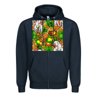 Navy St. Patrick's Goat Family With Balloons Seamless Zipper Hoodie - FaDigitalArtStudio