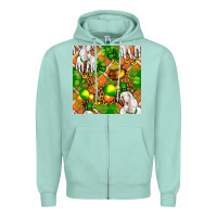 Seafoam St. Patrick's Goat Family With Balloons Seamless Zipper Hoodie - FaDigitalArtStudio