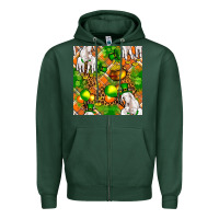Sports Green St. Patrick's Goat Family With Balloons Seamless Zipper Hoodie - FaDigitalArtStudio