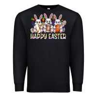 Black Happy Easter Spot Rabbit Premium Sweatshirt - CowhideDigitalArt