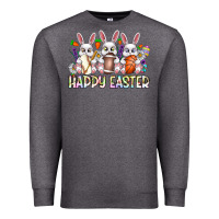 Charcoal Heather Happy Easter Spot Rabbit Premium Sweatshirt - CowhideDigitalArt