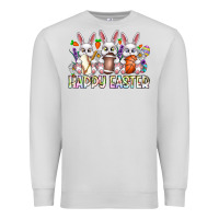 Dove Grey Happy Easter Spot Rabbit Premium Sweatshirt - CowhideDigitalArt