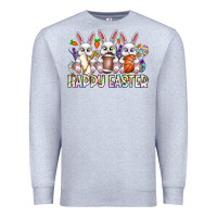 Heather Grey Happy Easter Spot Rabbit Premium Sweatshirt - CowhideDigitalArt