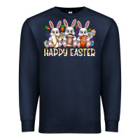 Navy Happy Easter Spot Rabbit Premium Sweatshirt - CowhideDigitalArt