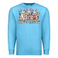 Ocean Blue Happy Easter Spot Rabbit Premium Sweatshirt - CowhideDigitalArt