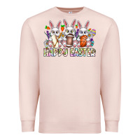 Pale Pink Happy Easter Spot Rabbit Premium Sweatshirt - CowhideDigitalArt