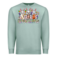 Seafoam Happy Easter Spot Rabbit Premium Sweatshirt - CowhideDigitalArt