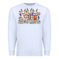 White Happy Easter Spot Rabbit Premium Sweatshirt - CowhideDigitalArt