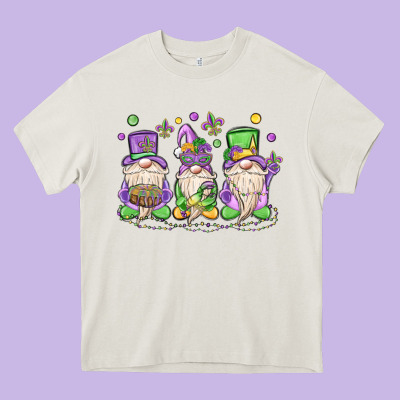 Mardi Gras Gnomes Heavy Core Tee Designed By Maliassmallbusiness