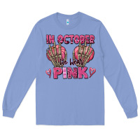 Colony Blue in october we wear pink skeleton Long Sleeve Tee - texasbilliewilder