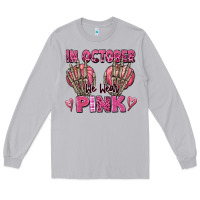 Moon Dust in october we wear pink skeleton Long Sleeve Tee - texasbilliewilder