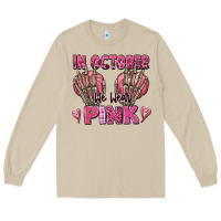 Mushroom in october we wear pink skeleton Long Sleeve Tee - texasbilliewilder