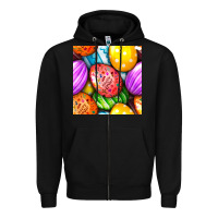 Black Happy Easter Eggs Seamless Pattern Zipper Hoodie - BundleAndBundleShop