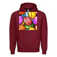 Burgundy Happy Easter Eggs Seamless Pattern Zipper Hoodie - BundleAndBundleShop