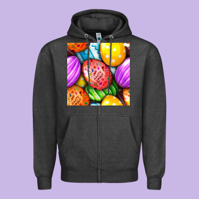 Happy Easter Eggs Seamless Pattern Zipper Hoodie Designed By Bundleandbundleshop