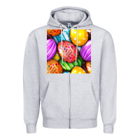 Heather Grey Happy Easter Eggs Seamless Pattern Zipper Hoodie - BundleAndBundleShop