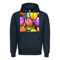 Navy Happy Easter Eggs Seamless Pattern Zipper Hoodie - BundleAndBundleShop