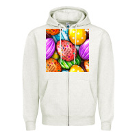 Oatmeal Heather Happy Easter Eggs Seamless Pattern Zipper Hoodie - BundleAndBundleShop