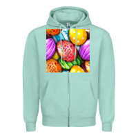 Seafoam Happy Easter Eggs Seamless Pattern Zipper Hoodie - BundleAndBundleShop