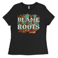 Black blame it all on my roots Ladies Tee - NancyCooperArtShop