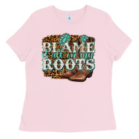 Bubblegum Pink blame it all on my roots Ladies Tee - NancyCooperArtShop