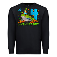 Black birthday boy frog age 4 Premium Sweatshirt - LillyAllenDesigns