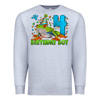 Heather Grey birthday boy frog age 4 Premium Sweatshirt - LillyAllenDesigns