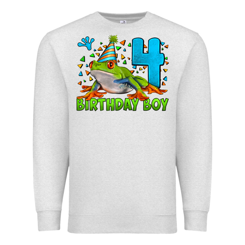 Birthday Boy Frog Age 4 Premium Sweatshirt by LillyAllenDesigns | Teevron