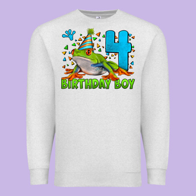 Birthday Boy Frog Age 4 Premium Sweatshirt Designed By Lillyallendesigns