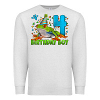 Oatmeal Heather birthday boy frog age 4 Premium Sweatshirt - LillyAllenDesigns