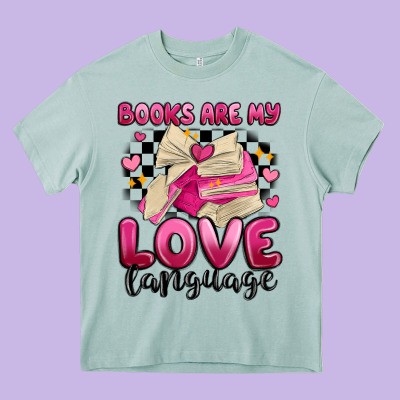 Books Are My Love Language Heavy Core Tee Designed By Maliassmallbusiness