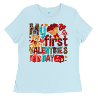Baby Blue my first valentines day Ladies Tee - NancyCooperArtShop