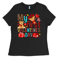 Black my first valentines day Ladies Tee - NancyCooperArtShop