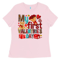 Bubblegum Pink my first valentines day Ladies Tee - NancyCooperArtShop