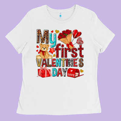 My First Valentines Day Ladies Tee Designed By Nancycooperartshop