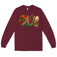 Burgundy Fall vibes pumpkins Long Sleeve Tee - NancyCooperArtShop
