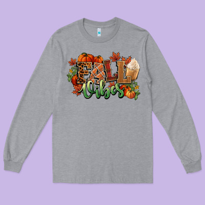 Fall Vibes Pumpkins Long Sleeve Tee Designed By Nancycooperartshop