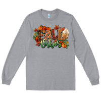 Heather Grey Fall vibes pumpkins Long Sleeve Tee - NancyCooperArtShop
