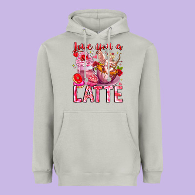 Love You Latte Valentine Cupid Heavyweight Hoodie Designed By Cowhidedigitalart
