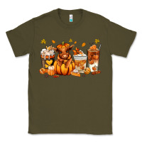 Army Green Fall Autumn cow pumpkin coffee cups Classic Tee - RanaPortraitStore