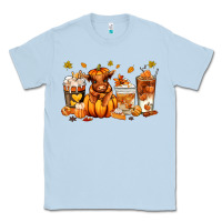 Dusty Blue Fall Autumn cow pumpkin coffee cups Classic Tee - RanaPortraitStore