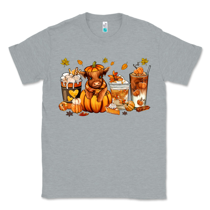 Fall Autumn Cow Pumpkin Coffee Cups Classic Tee by RanaPortraitStore | Teevron