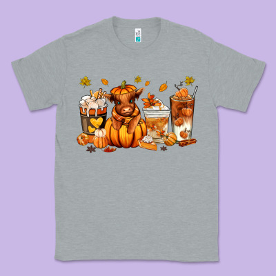 Fall Autumn Cow Pumpkin Coffee Cups Classic Tee Designed By Ranaportraitstore