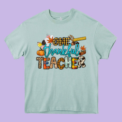 One Thankful Teacher Heavy Core Tee Designed By Nancycooperartshop