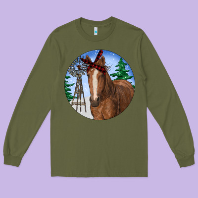 Horse Christmas Long Sleeve Tee Designed By Ranaportraitstore