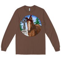 Chestnut Horse Christmas Long Sleeve Tee - RanaPortraitStore