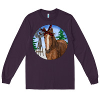 Plum Horse Christmas Long Sleeve Tee - RanaPortraitStore