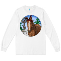 White Horse Christmas Long Sleeve Tee - RanaPortraitStore