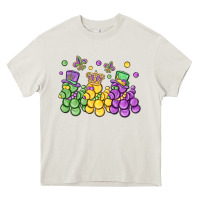 Cream mardi gras bead dogs Heavy Core Tee - MaliasSmallBusiness