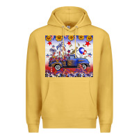 Antique Gold Fourth Of July Truck American Flag Premium Hoodie - FaDigitalArtStudio